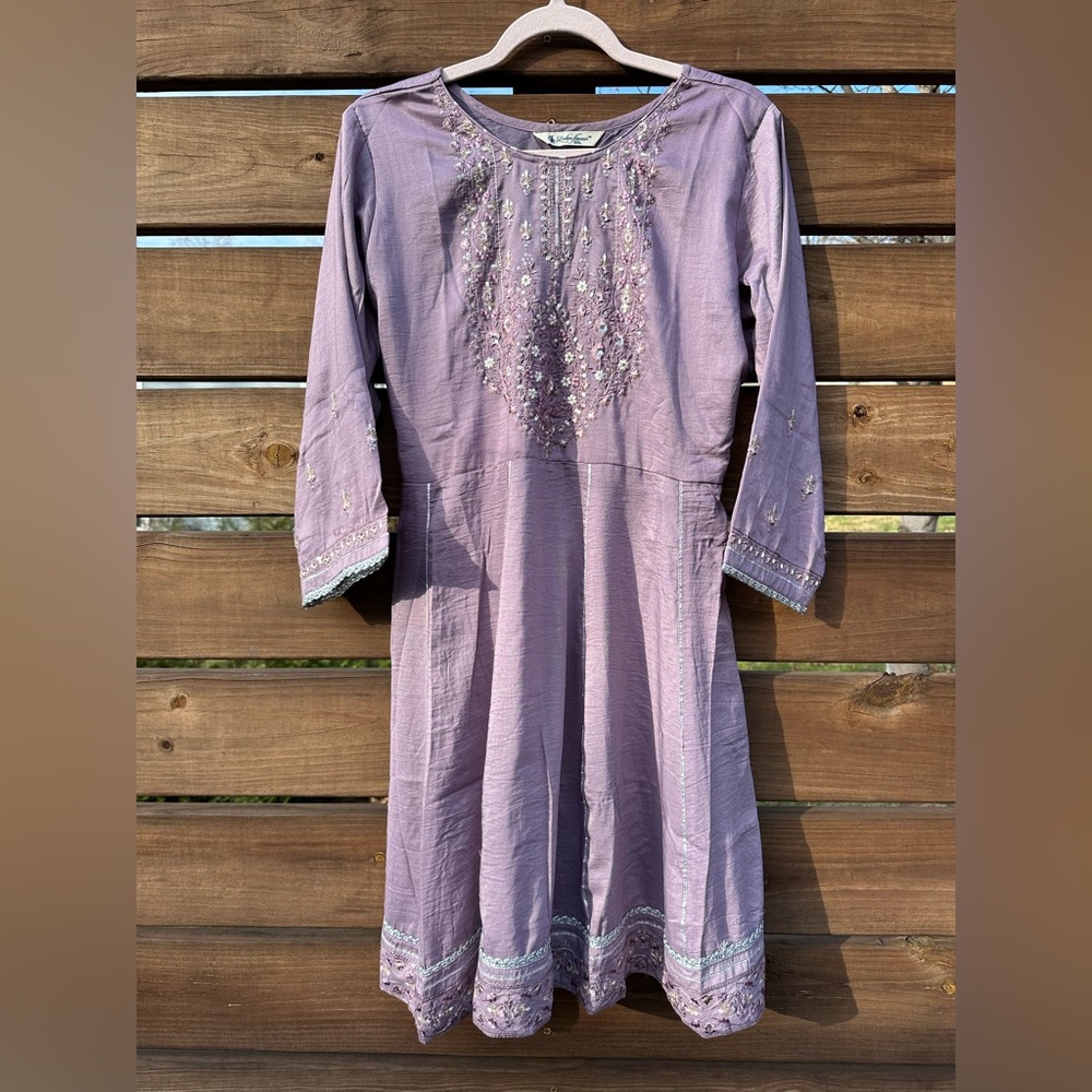 Ladies Flavour Boutique Lilac Embroidered Sequins Kurti Tunic Dress